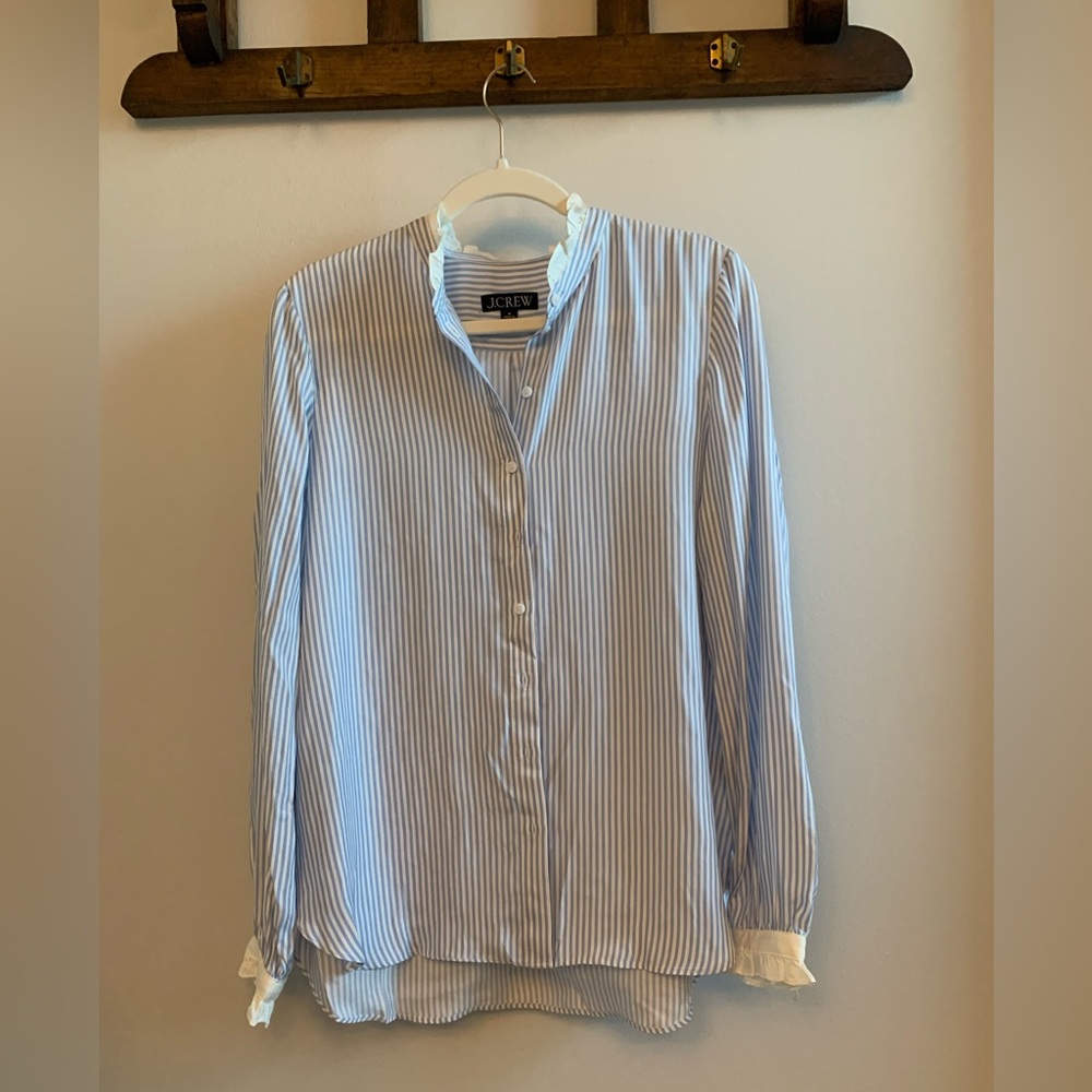 J. Crew Blue and White Striped Blouse